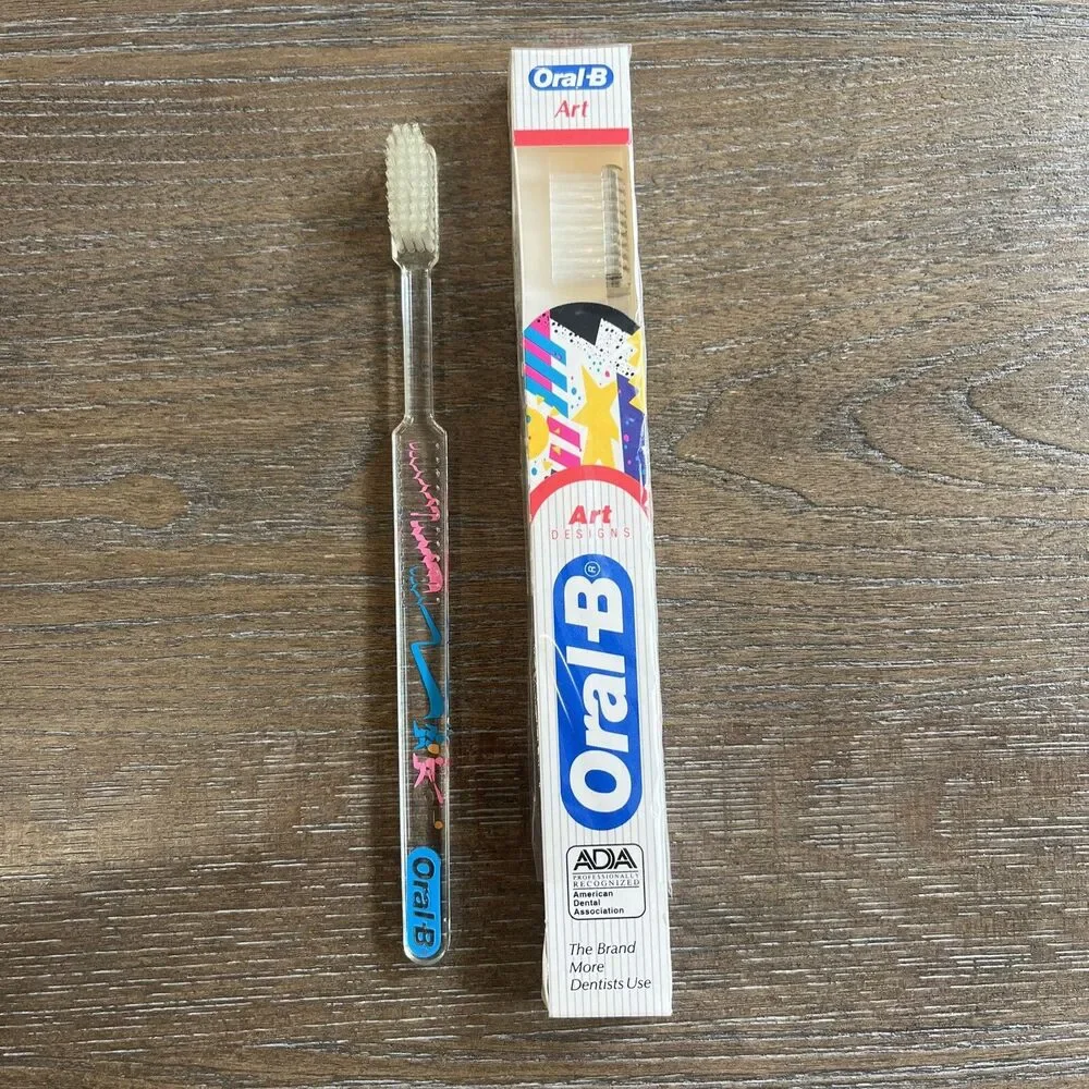 VTG 1991 Oral-B 35 Compact ART + SPORT DESIGNER Toothbrush Lot 2 Baseball RARE!!